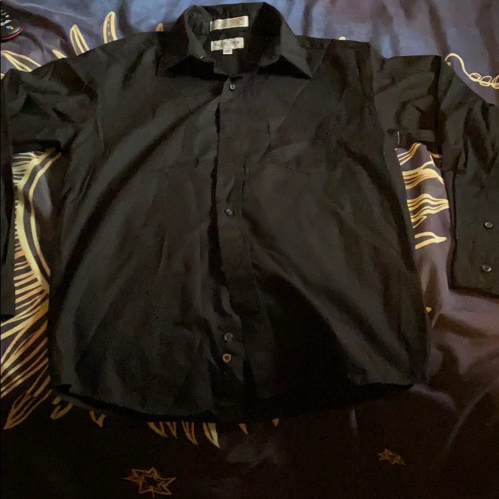 van heusen black button up shirt long sleeve